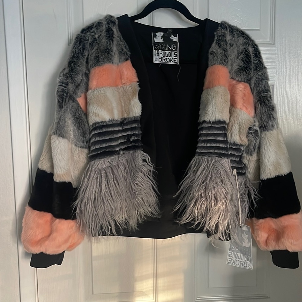Multi color faux fur coat